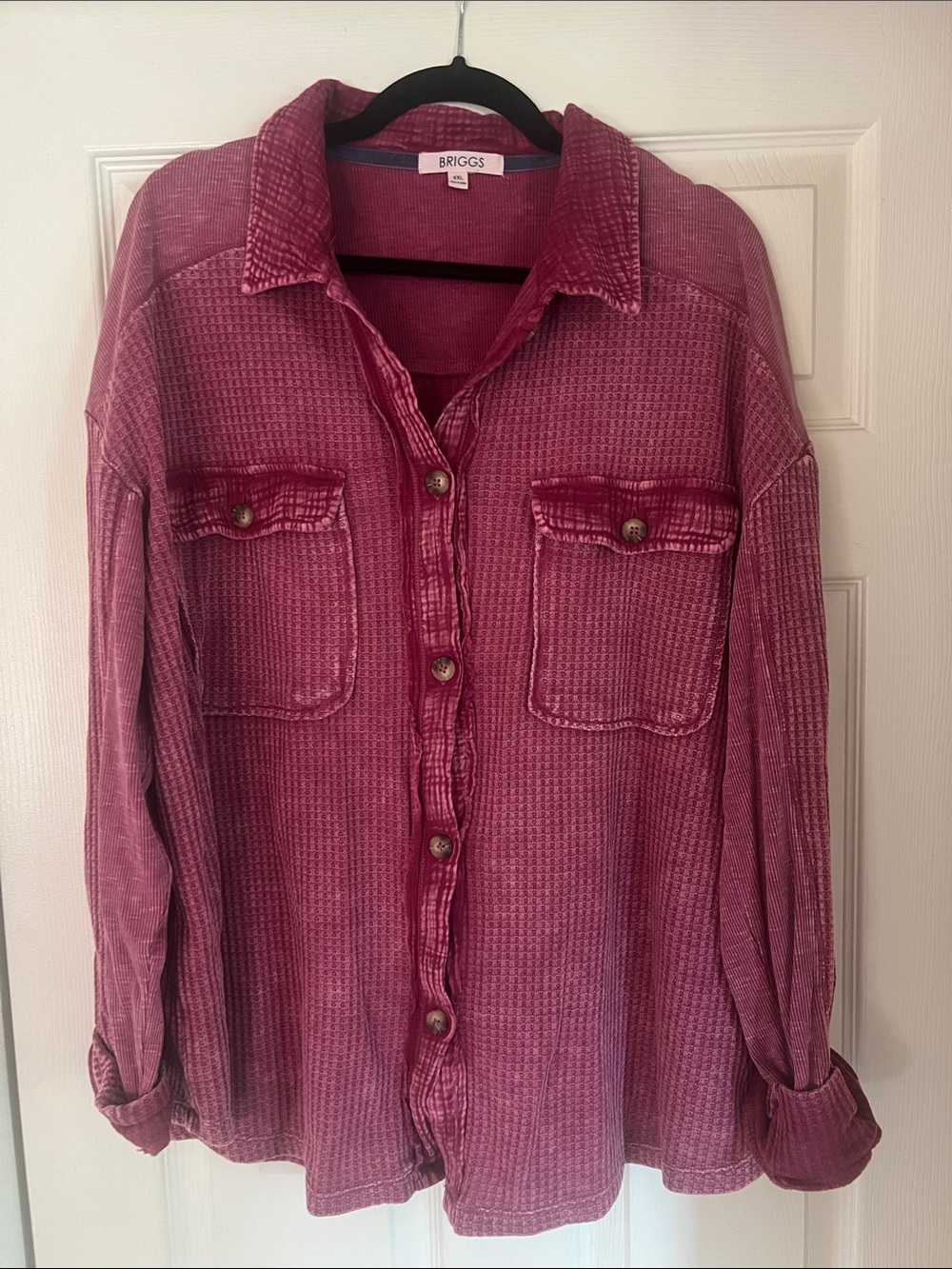 Briggs New York Washed Rose Button-Front Waffle Cardigan